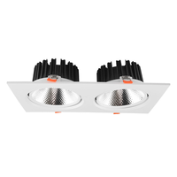 Spot LED COB encastré carré anti-éblouissement à tête simple ou double en fer, grille moderne, angle de faisceau de 120 degrés pour intérieur