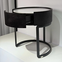 Table de chevet moderne compacte à 1 tiroir en bois, base métallique, design sans poignée, écologique, faite à la main, pour rangement, hôpital, salon, chambres