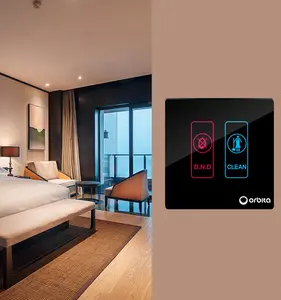 ORBITA-Panel eléctrico inteligente de vidrio, placa de puerta de pared, luz inteligente, negro, LED, pantalla táctil, interruptor, timbre, TSS-02