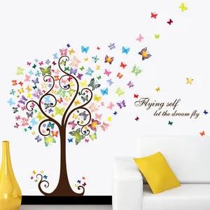 YIYAO-calcomanías de pared removibles, árbol de mariposa, creativo, romántico