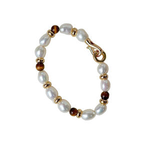 Irregular Natural Freshwater Baroque Pearl <b>Tiger</b> <b>Eye</b> Stone Necklace Bracelet Set Niche Design Light Luxury Fashion <b>Jewelry</b> - Product Image 4