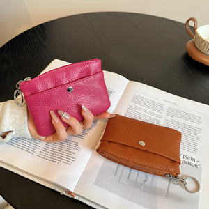 Cartera de Mano Pequeña con Cierre de Cuero Genuino <span class=keywords><strong>para</strong></span> Mujer, Mini Bolsa de Piel de Vaca de Primera Capa <span class=keywords><strong>para</strong></span> Guardar Llaves y Tarjetas - Product Image 2