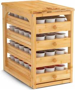 Durable Customized Coffee Pod Holder Bamboo K Cup <b>Drawer</b> Organizer 4 Tier Coffee Organizer <b>Drawer</b> <b>Storage</b> - Product Image 3