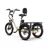 Tricycle électrique pliable en alliage d'aluminium pour le transport de marchandises, batterie 48V 18Ah, frein à disque à huile, moteur brushless 500W, entrepôt UE