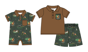 Tenues décontractées pour bébé garçon : T-shirt et short imprimés canards mallards d'été personnalisés, 95% coton 5% élasthanne, et barboteuse pour bébé, vêtements pour frères - Product Image 3