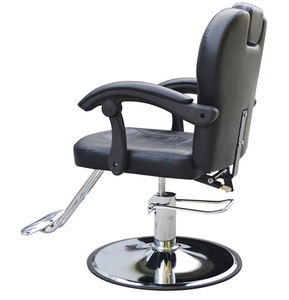 Sillón de Barbería Moderno, Cuero Sintético Rojo y Negro, Altura Ajustable Hidráulica, Base Redonda, Muebles de Salón - Product Image 2
