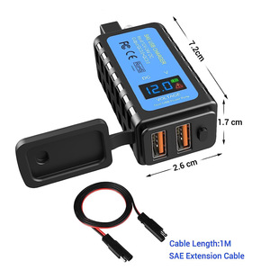 Waterproof Motorcycle USB Charger SAE to Dual QC3.0 Fast Charge <b>Adapter</b> with LED Voltage Display 12V 24V - Product Image 4