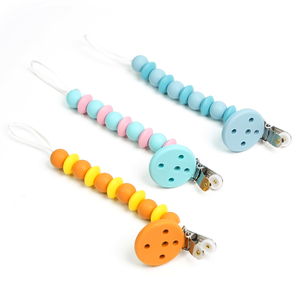 Vente en gros sans personnalisé Bpa multicolore hêtre silicone perle chaîne de sucette mignon clips de chaîne de sucette en silicone de qualité alimentaire - Product Image 4
