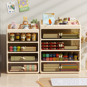 Desktop Organizer <b>Drawer</b> Storage Box With Partitions For Office Desk <b>Makeup</b> Stationery Storage Cabinet Rectangle Standing Type - Product Image 1