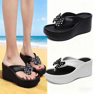Womens Platform Wedge Sandals Open Toe Bowknot Summer Beach Flip Flops Breathable Outdoor <b>Shoes</b> Size 35 40 - Product Image 1