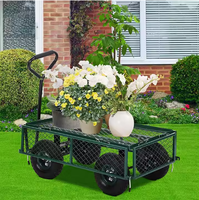 Chariot de jardin robuste en fonte, pliable, pneumatique 3.50-4, chariot à main à quatre roues, plateforme en maille, outils OEM, charge 250 kg