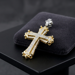 Hip Hop Iced Out <b>Cross</b> <b>Pendant</b> Moissanite Charm Jesus on <b>Cross</b> Yellow Gold Plated S925 <b>Sterling</b> <b>Silver</b> Custom Jewelry - Product Image 1