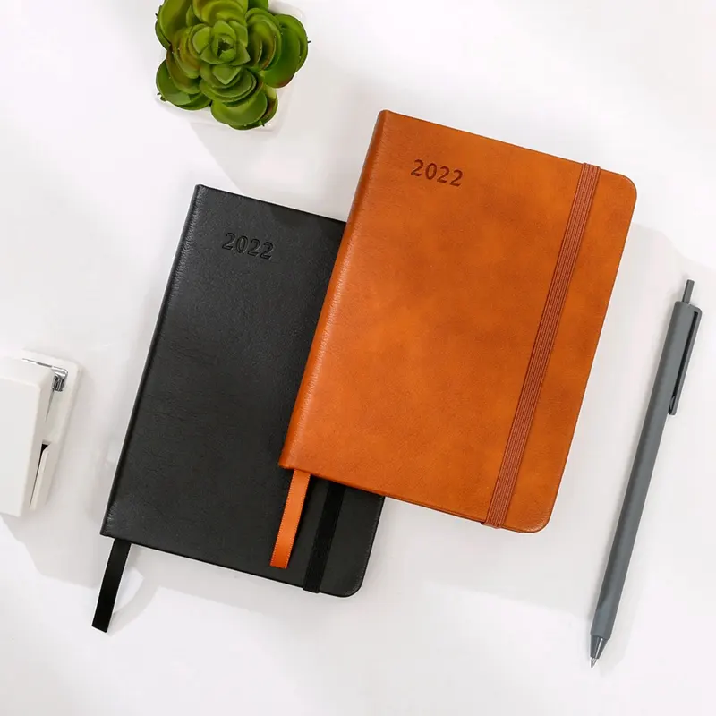 2022 weekly calendar notebook PU leather cover diary plan journal A6 pocket notebook calendar