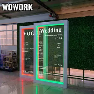 2024 WOWORK fushun décorations personnalisées bébé douche événement fête fournitures led RGB cadre photo archpour accessoires de mariage en plein air
