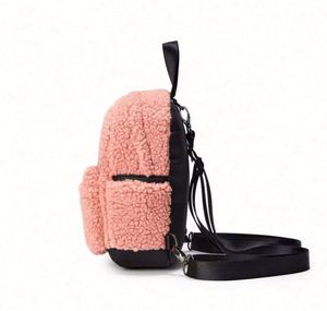 Spring New Lambskin <b>Backpack</b> Women Couple Lambswool Daypack Bag Girls Fur <b>Backpack</b> - Product Image 3