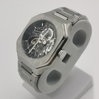 Reloj deportivo de lujo BOMAXE para hombre, reloj de buceo automático transparente personalizado con bandas de goma de silicona de cuero, pantalla analógica