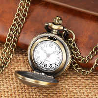 Jam Saku Kecil Bergaya Vintage dengan Desain Raja & Ratu Mesir, Aksesori Kalung Liontin Jam untuk Hadiah Antik.
