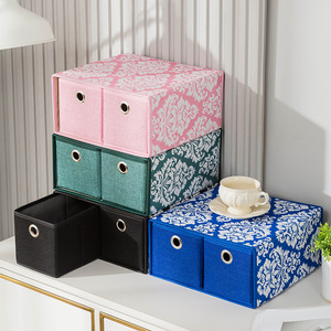กล่องเก็บของพับได้2ชั้นพร้อมที่จับพับเก็บได้ผ้าพิมพ์ลายหลายขนาด - Product Image 5
