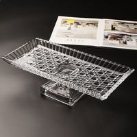 Plateau rectangulaire en cristal pur fait à la main de style européen, motif solide, plateau à découper, cristal transparent, plateau à fruits, dessert, plateau de salon