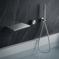 Robinet de baignoire encastré WEIHAO en nickel brossé, à bouton unique, avec douchette à effet pluie carrée et pulvérisateur à main, ensemble de robinetterie de salle de bain