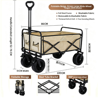 Chariot de camping pliable d'extérieur, chariot utilitaire portable, chariot de pique-nique avec poignée pour l'extérieur, la plage, le jardin, le parc