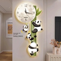 Jam Dinding Panda Ayun Baru 2025 Tanpa Lubang Kreatif untuk Ruang Tamu, Pencahayaan, Desain Sederhana dan Senyap