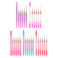 Ensemble professionnel de 5 pinceaux à ongles en métal avec manche métallique, outils de manucure pour la sculpture florale et la peinture sur ongles