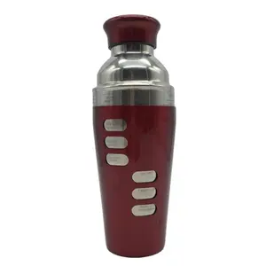 Prämien 750ml/24oz Edelstahl Bar Rot Metallic lackiert Cocktail Martini Rum Wodka Shaker mit benutzer definierten Rezepten Logo