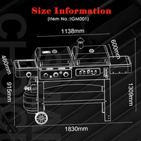 Barbecue à gaz et charbon de bois d'extérieur OEM/ODM en gros, four double usage domestique de grande taille sans fumée pour hôtels et cours