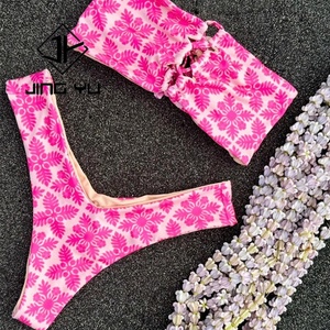 Traje de Baño de Alta Calidad al por Mayor, Traje de Baño de Moda, Tela Elástica Suave de Bambú, Bikini con Estampado Hawaiano Personalizado - Product Image 4