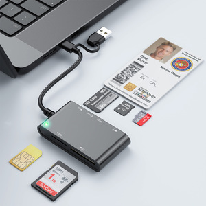 Lecteur de cartes 6 en 1 externe multi-en-un SD TF SIM Carte de débit Lecteur et graveur de paiement ATM avec interface USB Carte bancaire Carte d'identité - Product Image 2