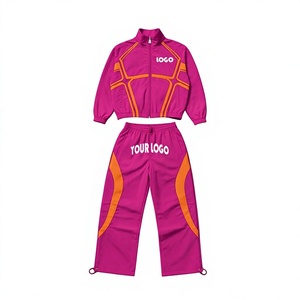 Unisex Sporty Tracksuit Set Teal <b>Purple</b> Geometric Print Full Zip Jacket Side Pockets Quick Dry Breathable 2 in 1 Winter Wear - Product Image 3