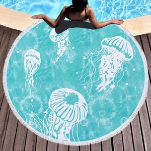 Sand Free Round Quick Dry Microfiber Circle Towel Absorbent Lightweight Tssels for Beach Swimming Pool - Product Image 1