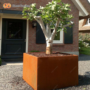 Gnee Garden Corten Steel Square Planter Outdoor Modern Rustic <b>Flower</b> Pot for Home 20-inch Durable Minimalist Design Customizable - Product Image 4