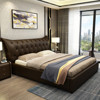 Lit king size de qualité supérieure au design moderne, cadre de lit luxueux queen size avec rangement, lit en cuir souple