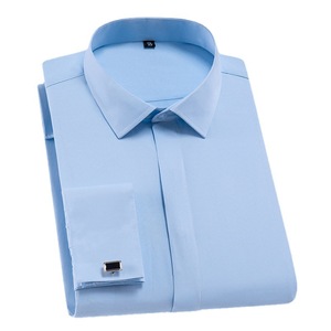 Camicie da uomo di alta qualità camicie a doppio polsino in cotone camicie eleganti da lavoro con collo quadrato a maniche lunghe disponibili in stock - Product Image 2