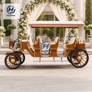 Charrette de <span class=keywords><strong>Mariage</strong></span> Électrique de Luxe Huajia en Acier, Modèle Classique Cheval Blanc, Sièges Gris, Buggy à 2 Rangs, Navette Touristique VIP Hainan 45km/h - Product Image 3