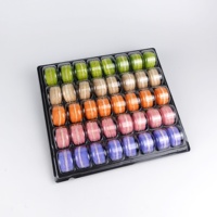 Boîte de présentation en plastique pour macarons, biscuits, baklavas, avec 40 trous, plateau en PET avec fond noir et couvercle transparent