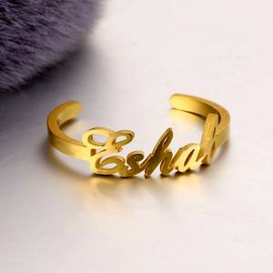 Nome anello personalizzato regolare banda aperta targhetta personale anelli in acciaio inox Unisex - Product Image 2