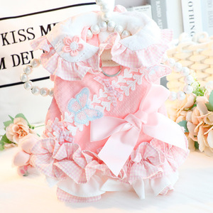 <b>Dog</b> Princess Dress Cotton Coat Blue Pink Autumn Winter <b>Small</b> Pet <b>Clothes</b> Skirt Comfortable - Product Image 4