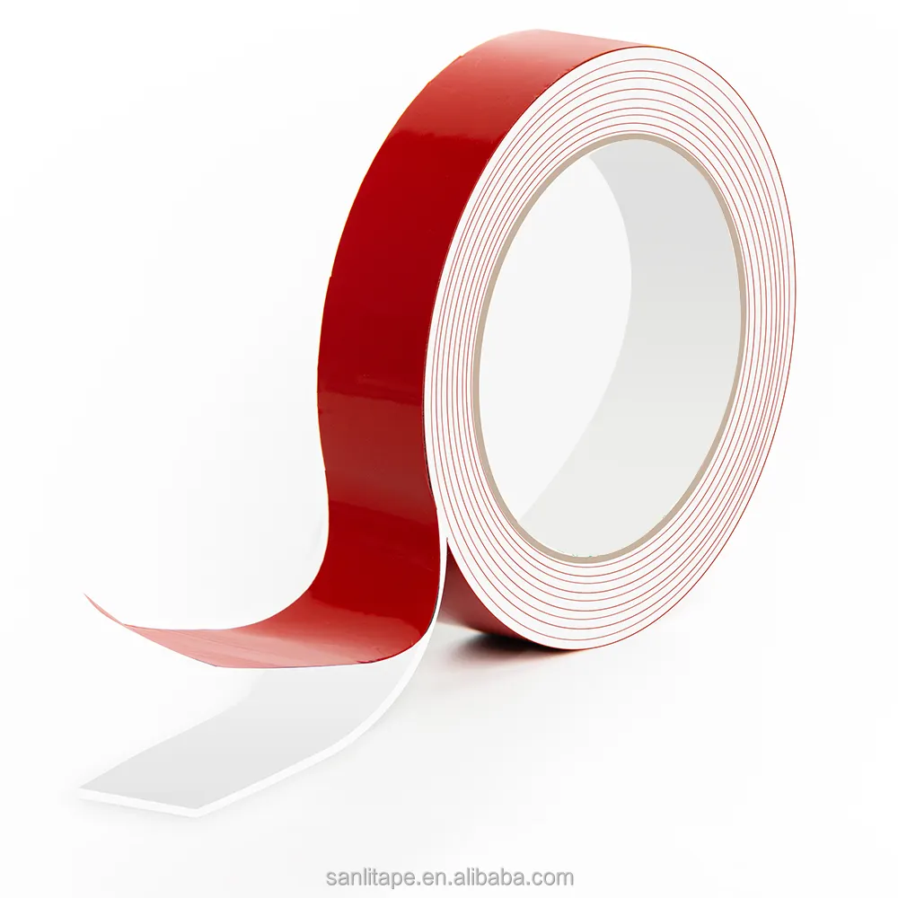 เทปโฟม PE สีขาวสองด้านพร้อมเส้นสีแดงผู้ผลิตราคาถูกเทปโฟม1มม. 50มม. * 2ม. กาวแข็งแรง