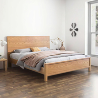 Lit en bois massif de haute qualité au design minimaliste moderne, meubles de chambre durables avec tête de lit confortable