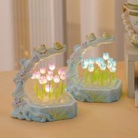 Lampe de nuit artistique en forme de tulipes et d'oiseaux, fleurs, oiseaux, décorations de bureau, artisanat, cadeaux pour les amis, souvenirs pour la Saint-Valentin