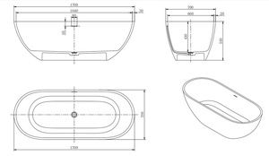 Vasca da Bagno Moderna Rettangolare Trasparente in Resina Ecologica, Autoportante con Funzione di Immersione, per Hotel, Appartamenti, Ville e <span class=keywords><strong>Spa</strong></span> - Product Image 4