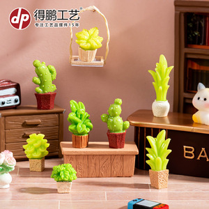 Cactus Artificial Decorativo en Maceta, Artesanía de Resina, Decoración de Escritorio, Adorno para Interiores, Hogar u Oficina - Product Image 1