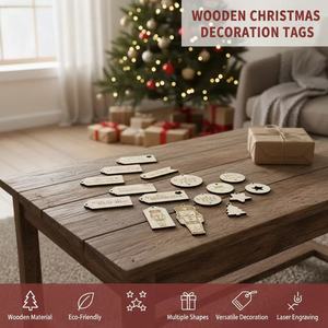 Customized Wooden Christmas <b>Gift</b> Tags Laser Engraved Holiday Packaging Decor Craft DIY Ornament Label Set - Product Image 3