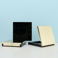Palette de surligneur noir mat personnalisable, compact magnétique en poudre avec couvercle doré électroplaqué pour fard à joues en marque blanche