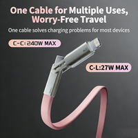 Cable de Carga 2 en 1 Plegable USB-C a IOS y Tipo-C, Cable de Datos de Carga Rápida de Silicona Líquida Suave para Teléfonos Inteligentes iPhone 16 y Android