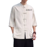 2026 OEM/ODM Pakaian Pria Dragon Tangsuit Pakaian Tradisional Tiongkok untuk Pria Kemeja Kerah Tegak Wushu Atasan Hanfu