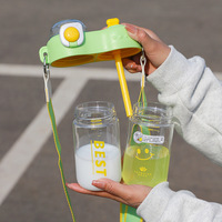 Seaygift été mode créatif Split entrepôt Double paille boisson gobelets en plastique 860ml sport bouteille d'eau en plastique